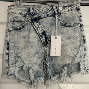 High Waist Distressed Denim Shorts